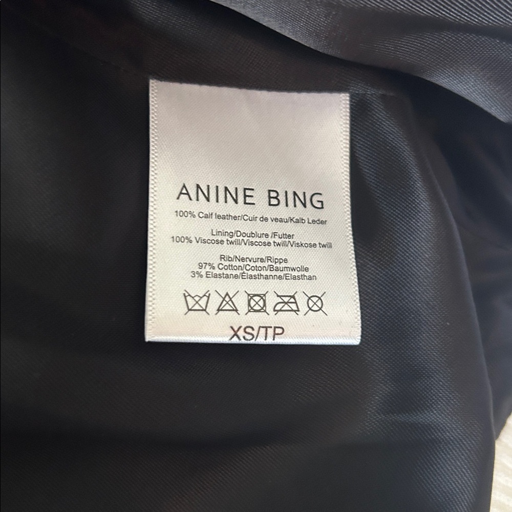 Anine Bing Quinlan Moto Biked Jacket with Varsity Cuffs and Hem - Picture 5 of 12